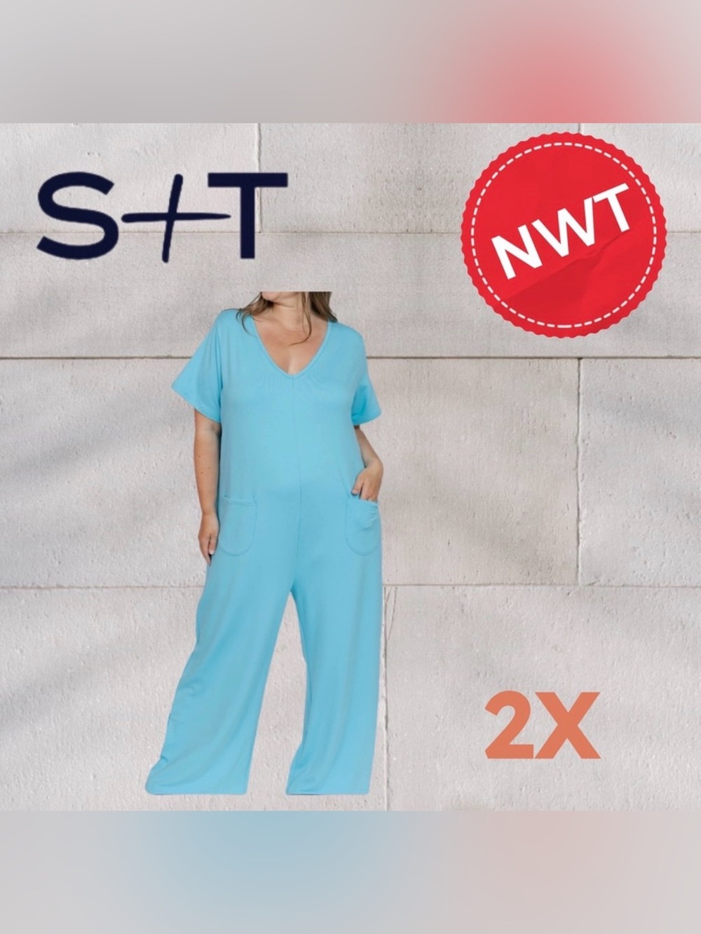 ⬇️🇨🇦🆕🏷️NWT SMASH + TESS | 2X | TERRY WIDE LEG ROMPER IN TROPICAL BREEZE*